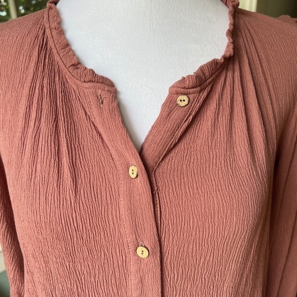 Knee Length Long Sleeve Button Down Dress Rose Colored Size S/M by Wishl… - Picture 4 of 9